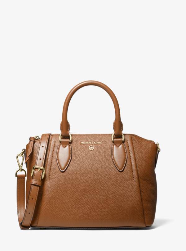 Damske Satchel Taske Michael Kors Sienna Medium Pebbled Leather Hnede - Kabelky Michael Kors Sleva | EAWDJ-8450